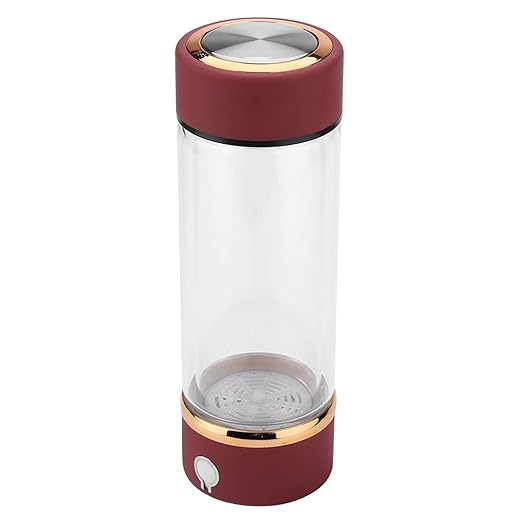 Omabeta 420ml Hydrogen Rich Water Cup Bottle Portable USB Hydrogen Water Generator with Bottom Cushion for Adult Sports Outdoor Office, Rechargeable Portable Glass Hydrogen Water Generator Bottle