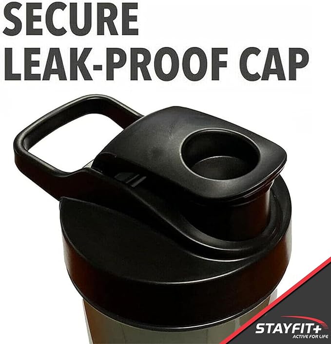Stayfit Classic Loop Top Protein Shaker Bottle, 24-Ounce Pack of 3, Great for The Gym, Traveling, and Work, Comes with 3 Mixing Balls to Easily Mix Protein (Smoke)