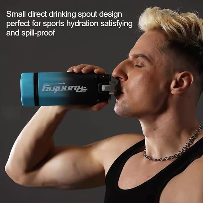 27 oz Hexagon Water Bottle, Wide Mouth Leak Proof Water bottles BPA-free Plastic Water Bottles Hexagonal Shape Water Bottle Reusable Water Bottle With Handle for Travel Fitness(Black&Blue)