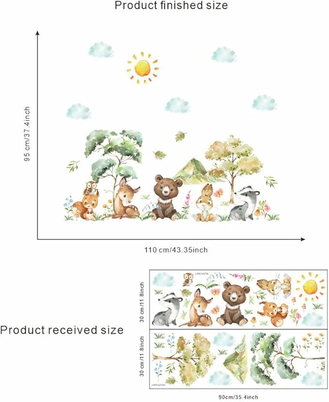 Jungle Animals with Tree Plant Wall Decals Monkey Lion Tiger Wall Stickers Baby Nursery Kids Room Living Room Home Decor (Animal5)