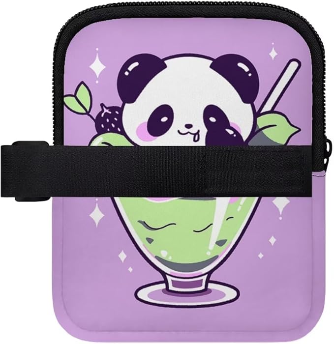 Panda Stanley Cup Pouch with Adjustable Strap Water Bottle Storage Bag 20oz-40oz IceFlow Tumbler Pouch for Stanley Accessories Purple