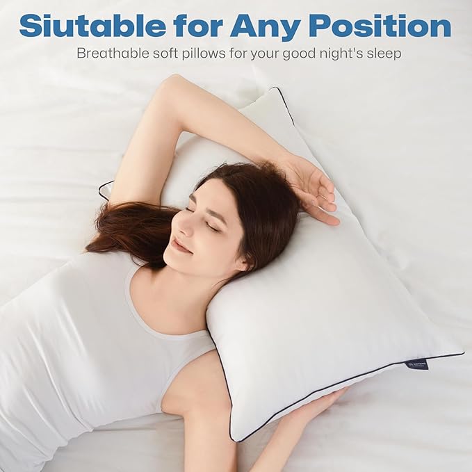 GOHOME King Size Pillows Set of 4 - Bed Pillows for Sleeping 4 Pack, Cooling Supportive Hotel Pillows with Premium Soft Down Alternative Fill for Side Stomach and Back Sleepers
