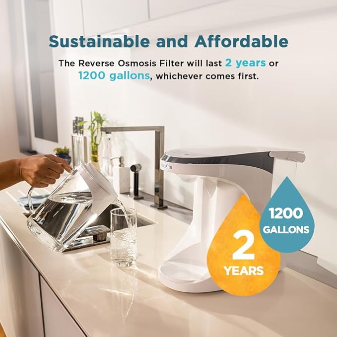 AquaTru Carafe AT100 Reverse Osmosis Filter | Reduces Arsenic, Lead, Parasitic Cysts, Copper, and More | Filters Impurities Down To 1/10000 of a Micron!