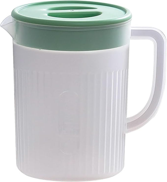 2.2 Liter Plastic Water Pitcher Large-Capacity Household Water Jug with Lid, Beverage Container for Hot Cold Juice Tea (Transparent green)