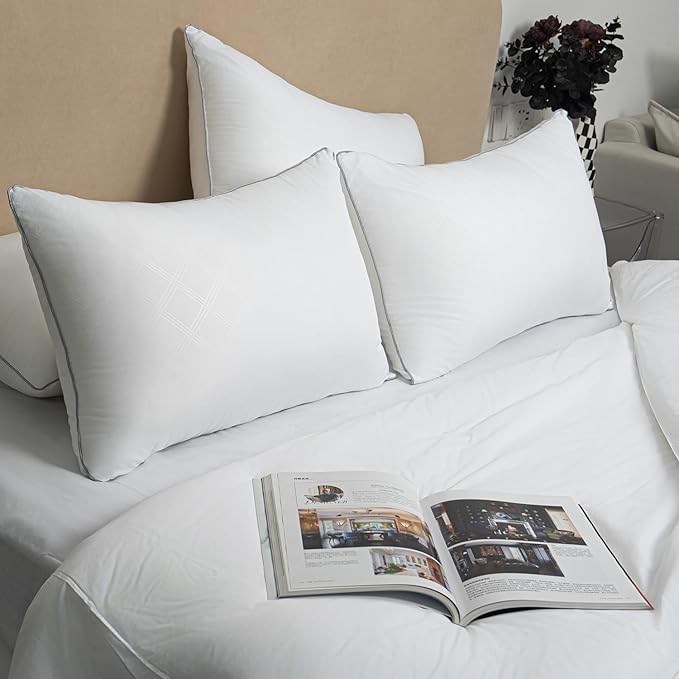 Pillows for Sleeping 2 Pack Bed Pillow Set of 2 for Side Back and Stomach Sleepers Down Alternative Filling Luxury Soft (White, King(2 Pack))