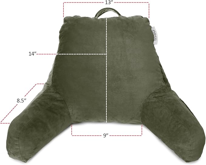 Nestl Reading Pillow for Kids, Small Bed Pillow, Back Pillow for Sitting in Bed, Memory Foam Chair Pillow, Reading & Bed Rest Pillows, Olive Green Back Pillow for Bed, Arm Pillow with Pockets