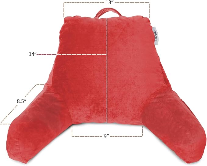 Nestl Reading Pillow for Kids, Small Bed Pillow, Back Pillow for Sitting in Bed, Memory Foam Chair Pillow, Reading & Bed Rest Pillows, Red Back Pillow for Bed, Arm Pillow with Pockets