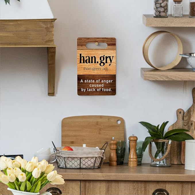 Farmhouse Kitchen Decor, Kitchen Signs Wall Decor, Kitchen Decorations, Wall Decor for Kitchen, Kitchen Door Wall Hanging Decor, Kitchen Gifts for Women, Hangry Wood Sign 8 x 12 Inch