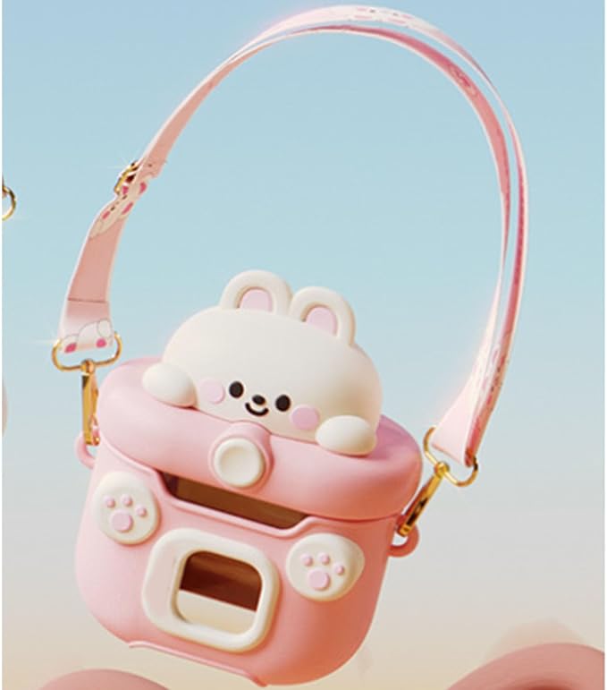 Camera Cup for Kids and Adults with Straw, 550ml Portable Cartoon Water Bottle for Office and Outdoor ()