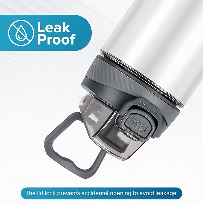 Clear Water Bottle, Reusable Sports Water Bottle Tritan with Leak-Proof Flip Top Lid and Carry Handle for Travel, Gym, Office, Outdoor (White, 16 Oz)