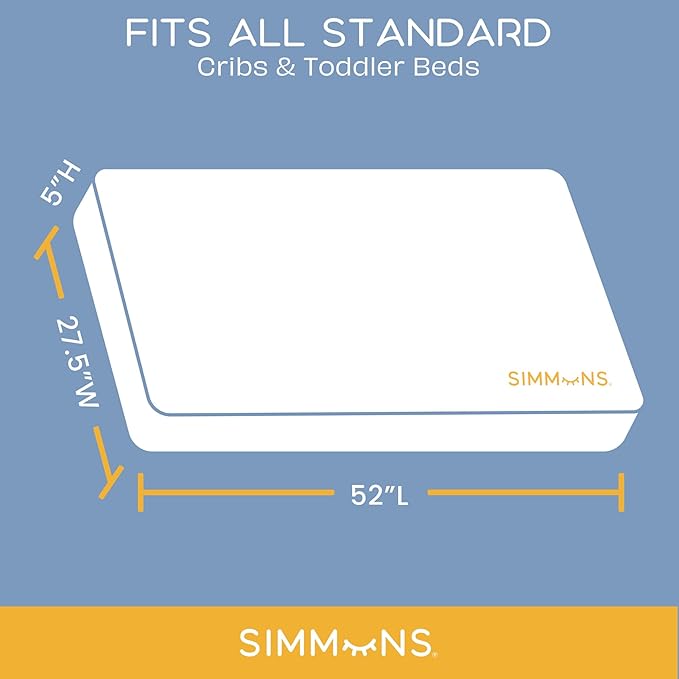 Delta Children Simmons Kids Carter 6-in-1 Convertible Crib - Greenguard Gold Certified, Black Ebony+ Quiet Nights Breathable Baby Bed Crib Mattress and Toddler Mattress (Bundle)