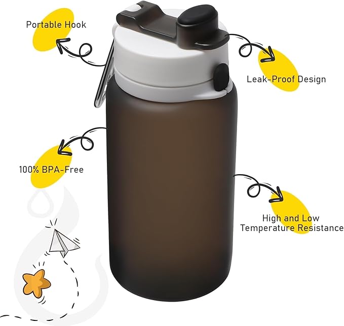 Opard Collapsible Water Bottles 19 Oz - BPA Free, Leak Proof, Foldable Silicone Collapse Bottle, Easy to Compact and Expandable, Travel Essentials Accessories