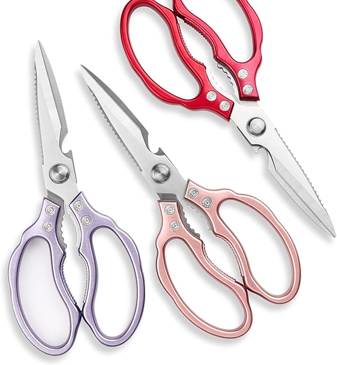 Kitchen Scissors, Heavy Duty Sharp Kitchen Shears Dishwasher Safe, Kitchen Accessories Cooking Shears for Kitchen Meat Chicken Fish Poultry Herb Bread (Purple)