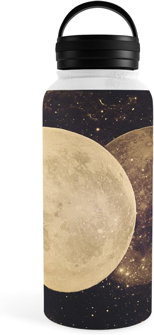 Deny Designs Water Bottle, Handle Lid 32 oz, Emanuela Carratoni Golden Moon Phases