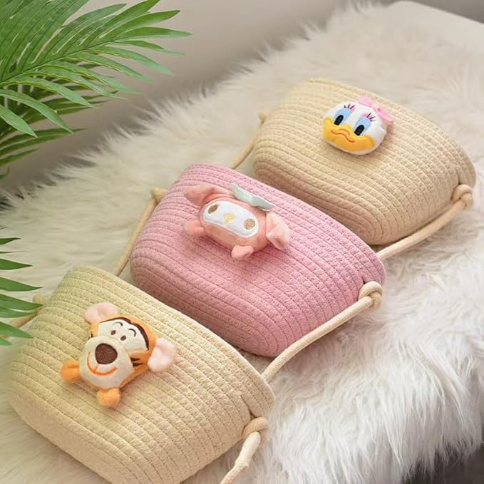 Hanging Baskets for Organizing,bathroom organizers and storage,3-Tier Woven Cotton Wall-Mounted Storage Organizer Bag Decorative,Kitchen,Living Room,Bedroom