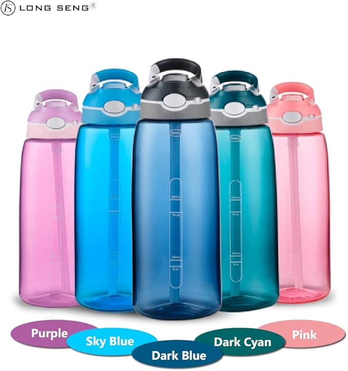 Sports Water Bottle 35 OZ, Gym Leak Proof Wide Mouth Straw Water Bottles Pink BPA-Free Plastic Water Bottle Odorless Light Portable Easy Clean Water Bottles For Adults Man Woman