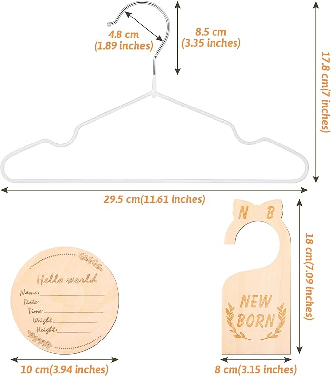 8Pcs Wooden Baby Closet Dividers for Baby Clothes Organizer, and 30Pcs Baby Hangers, Baby Closet Organizer Baby Clothes Dividers for New Mom Dad Parents, 0-24 Months