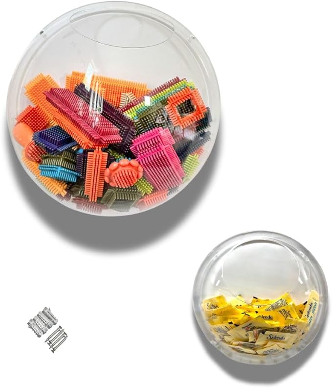 JAYKAY Acrylic Toy Dispenser & Kitchen Wall Organizer, Clear Toy Storage - Wall Mounted Round Acrylic Organizer for Coffee Pods, Packet Holder, Office Supplies Organizer (1 Style A | 1 Style B)