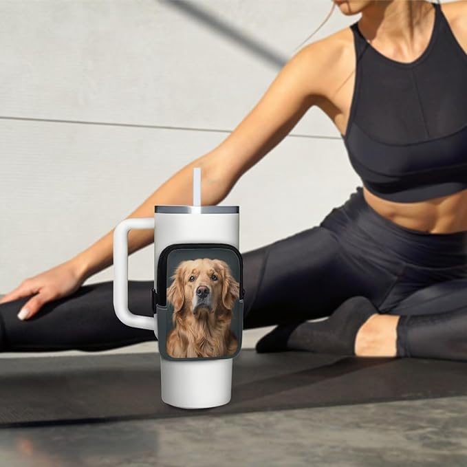 Golden Retriever Stanley Cup Pouch with Adjustable Strap Water Bottle Storage Bag 20oz-40oz IceFlow Tumbler Pouch for Stanley Accessories