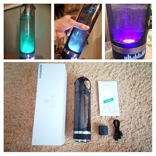 Hydrogen Water Bottles, Portable Hydrogen Water Bottle, Portable 500ml Hydrogen Rich Water Bottle Alkaline Generator LED Healthy Cup USB Rechargeable Anti Aging Hydrogen Rich Bottle(Grey)