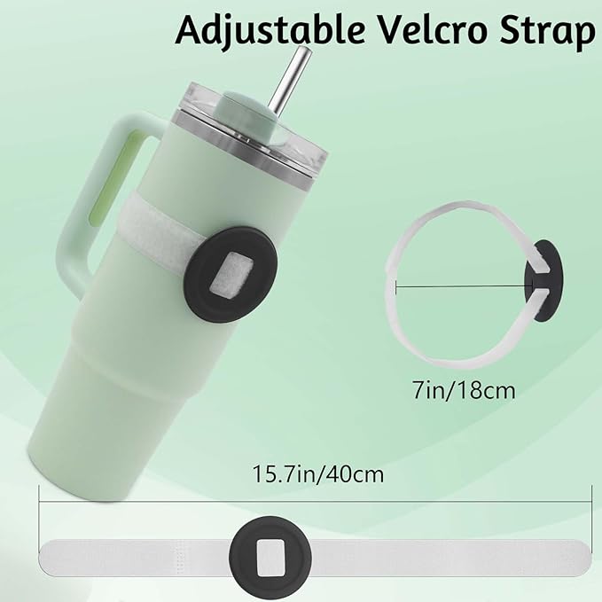 Watter Bottle with Magsafe Phone Holder, Magnetic Holder Adjustable Strap Compatible with Stanley Tumbler Cup Owala 32oz for iPhone Android Devices 2x Metal Iron Ring (White)