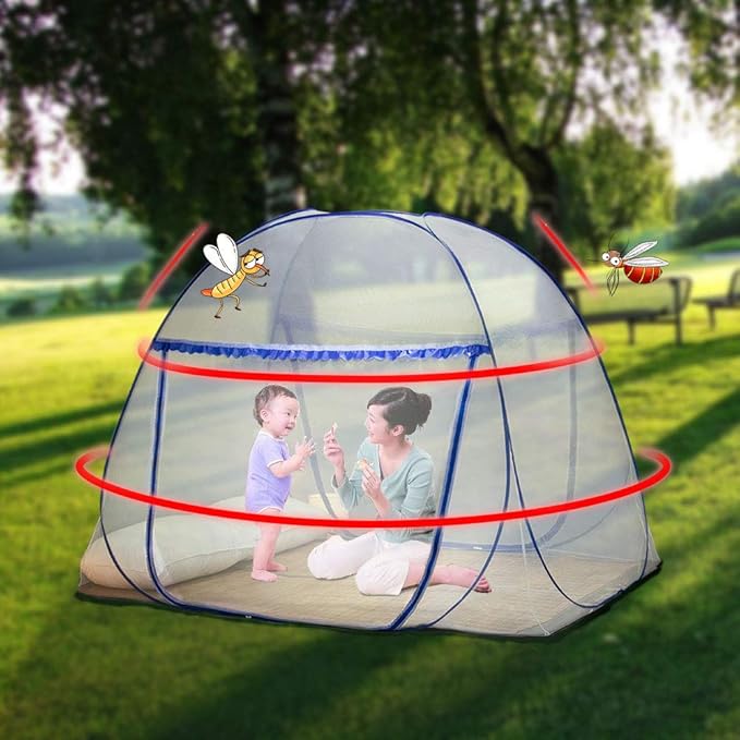 Pop-up Mosquito net Double Bed,L79x W59 x H59 in Double Door Zip Portable Tent Travel Mosquito net Free-Standing use one Compartment to Install Suitable for Bedroom no Hooks no Chemicals
