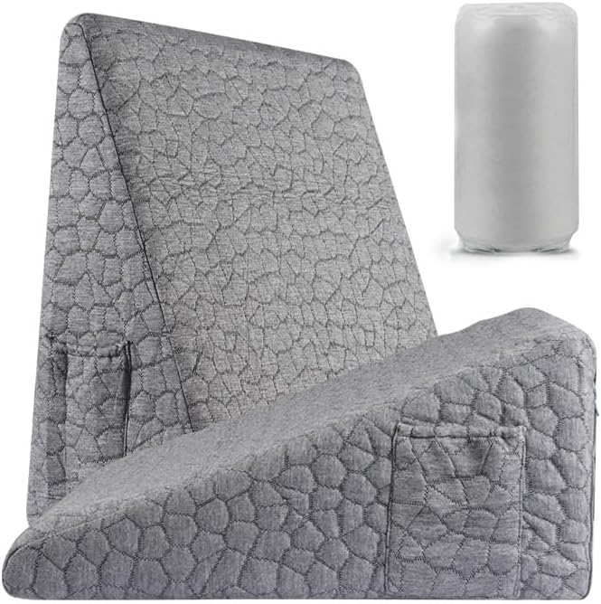 Triangle Wedge Pillow for Sleeping Bed Wedge Pillow for After Surgery Elevated Pillow Wedge for Acid Reflux Gerd Snoring Back Pain, 2 Exclusive Pockets | Cooling Gel Memory Foam Top