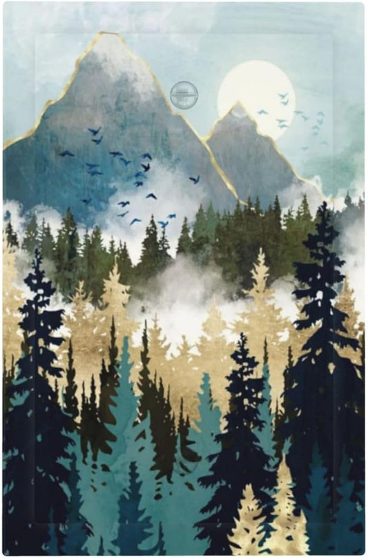 Boho Mountain Forest Abstract Sunset Sunrise Sun 1 Gang Light Switch Covers No Device Wall Plate Decorative Blank Switchplate Electrical Faceplate for Country Bathroom Bedroom Decor