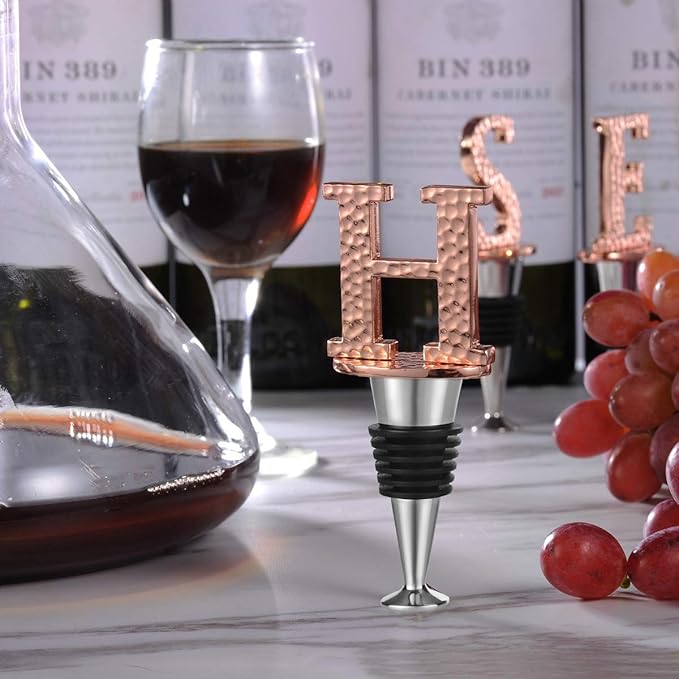 Miicol Wine Stopper, Prosecco Stopper, Wine Bottle Stopper, Personalised Champagne Stopper, Rose Gold Wine Accessories, Wine Lovers Gift, Monogram Gift, Letter H