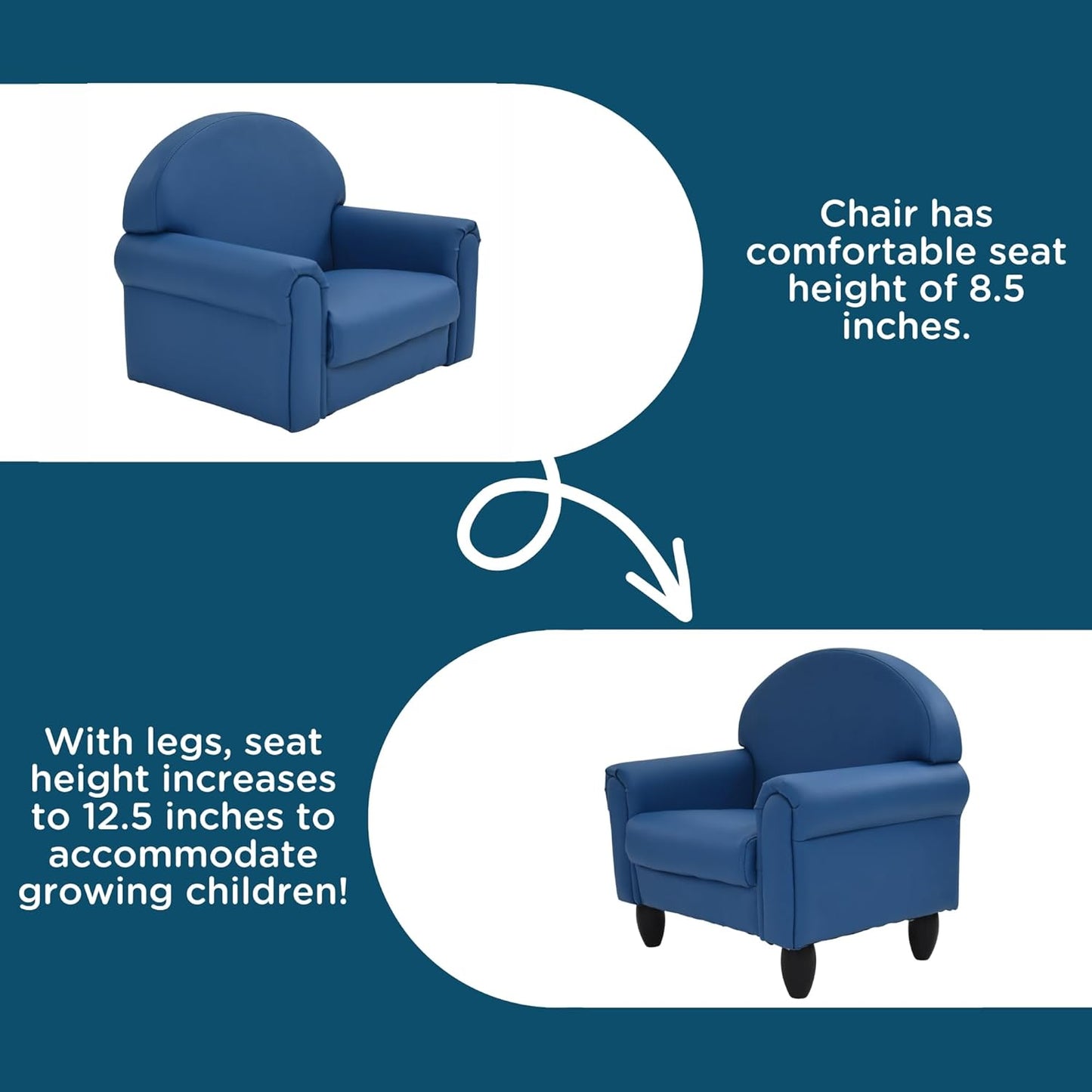 Children's Factory As We Grow Toddler Chair, Deep Water, CF805-195, Flexible Seating for Daycare or Preschool, Kids Reading Chair, Playroom Furniture