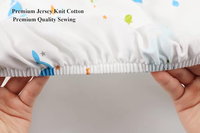Bassinet Sheets Compatible with RONBEI Bassinet Bedside Sleeper, Cuddor, BabyBond and BUBAVAN Bassinet Bedside, 2 Pack, 100% Jersey Knit Cotton 190GSM, Ultra Soft Breathable, Dolphin and Whale