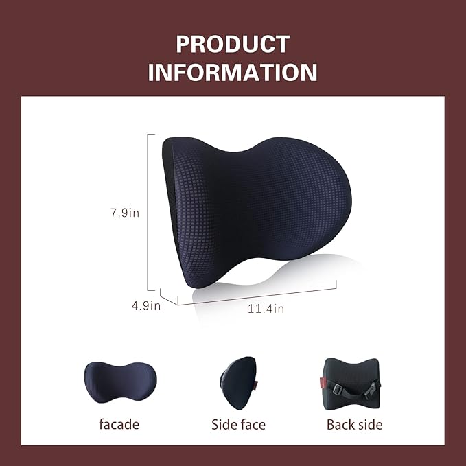 Memory Foam Car Headrest Pillow, Ice Silk Car Pillow for Driving Seat with Adjustable Strap, Breathable Removable Cover & Ergonomic Design - Softness Office Travel Car Neck Pillow(Purple, 1PC)