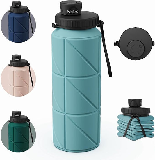 Collapsible Water Bottles,Leakproof BPA Free Silicone Foldable Portable Water Bottle 690ml(23oz),Lightweight Reusable Water bottle for Travel Cycling Gym Camping Sports Outdoor, Green