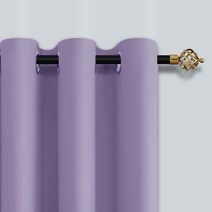 Mrs.Naturall Lavender Curtains for Bedroom Girls,Blackout Room Darkening Lilac Curtains for Kids Room Decor Nursery,2 Panels Set,63 Inch Length,Light Purple