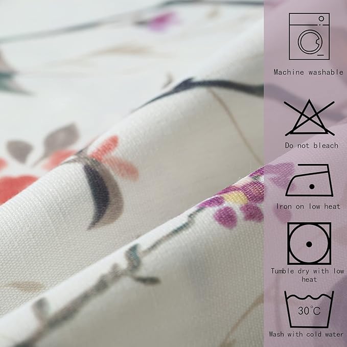 Leeva Valances for Kitchen Windows, Birds Print Vintage Pattern Rod Pocket Window Treatment for Door Head Living Room, 52 x 12, Purple, One Panel
