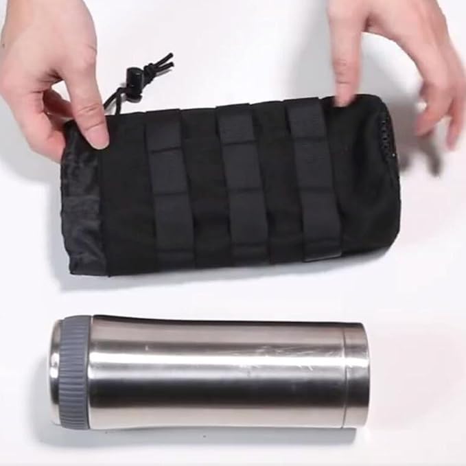 Upgraded Water Bottle Holder -Tactical Water Bottle Pouch- Sports Water Bottle Bag with Drawstring for Camping Climbing Hiking and Travelling