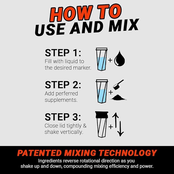 HELIMIX 1.5 Vortex Blender Shaker Bottle Holds Upto 20oz | No Blending Ball or Whisk | USA Made | Portable Pre Workout Whey Protein Drink Shaker Cup | Mixes Cocktails Smoothies Shakes | Top Rack Safe