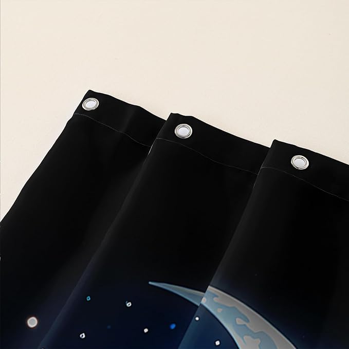 AILONEN 3D Rose Shower Curtain for Bathroom, Evening Moon Blue Rose Bath Curtain for Girls Women, Modern Floral Print Minimalism Shower Curtain Waterproof with 12 Plastic Hooks 72" W*84" H