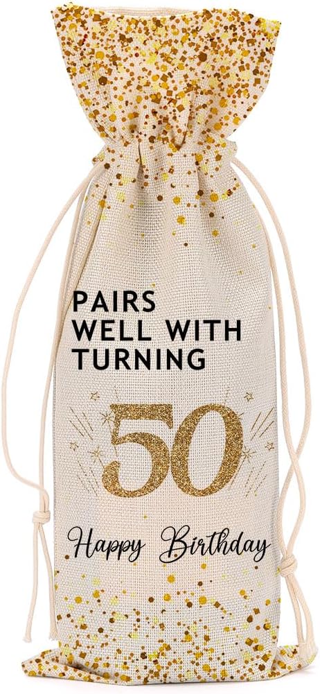 50th Birthday Gifts for Her Wine Bag Cool Gifts for 50 Year Old Man 1974 Birthday Gifts for Women Men Coworkers Lady Friend Bestie Him Anniversary Wine Bags
