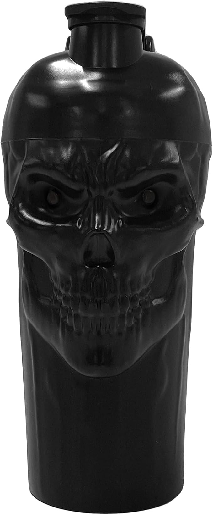 JNX SPORTS The Curse! Skull Shaker Bottle, 24-Ounce, Full Black Limited Edition, Supplement Mixer with Classic Loop Top