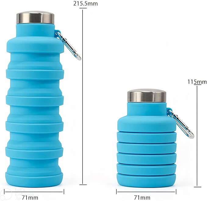 Foldable Water Bottle, 500 ml, BPA Free, Silicone Bottle for Travel, Gym, Cycling, Hiking (Purple)