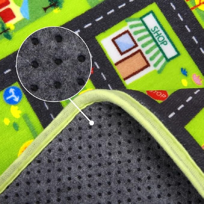 Kids Playmat Car Rug, Educational Car Rugs City Life Road Traffic Play Mat for Bedroom Play Room Game Area Non Slip Kids Foam Rug Playtime Activity Mat for Toddler Baby Boys and Girls 8 x 10
