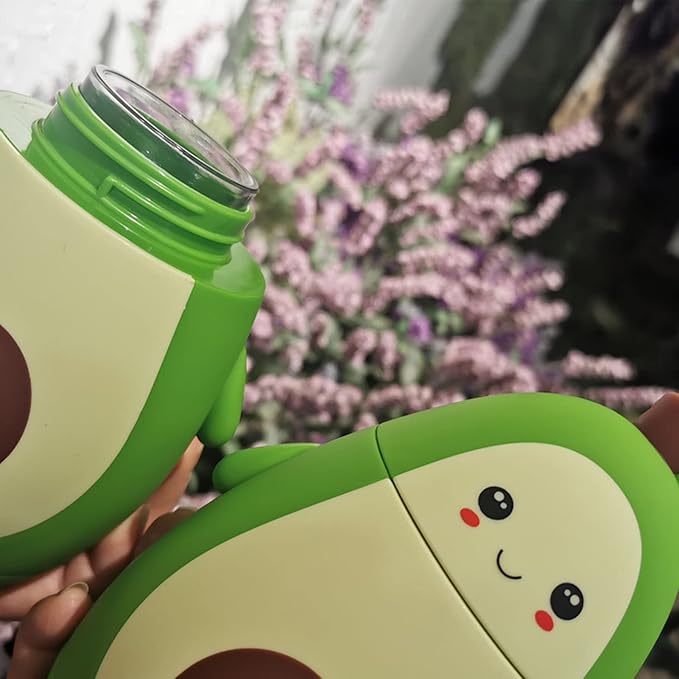 RiToEasysports Avocado Water Bottle, Cartoon Avocado Glass Double Layer Cute Water Cup Portable Girl Drinking Cup Gifts with Portable Carrying Rope Avocado Water Bottle