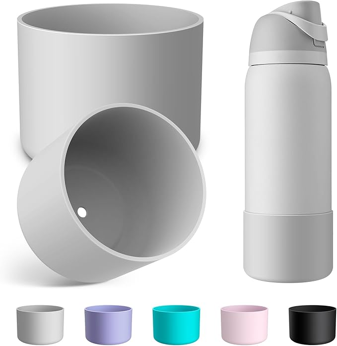2PCS Silicone Water Bottle Boot for Owala 24oz 32oz 40oz, Anti-Slip Protective Sleeve Bottom Bumper Protector for FreeSip, Twist, and Flip Stainless Steel Water Bottles