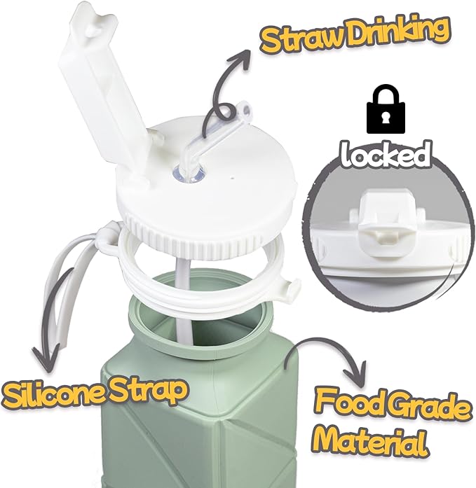 Collapsible Water Bottle, Silicone Foldable Water Bottles For Travel, Easy-To-Carry Design And Compact Size, BPA Free, 20 oz (4-Pack, 4 Colors (Cuboid))