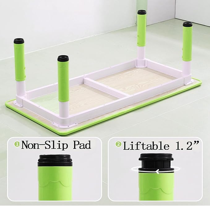 Kids Table and 6 Chair Set - Height Adjustable, Multifunctional Desk, Ergonomically Designed Chairs, Max 300lbs, for Ages 2-10, Classroom, Daycares, Home