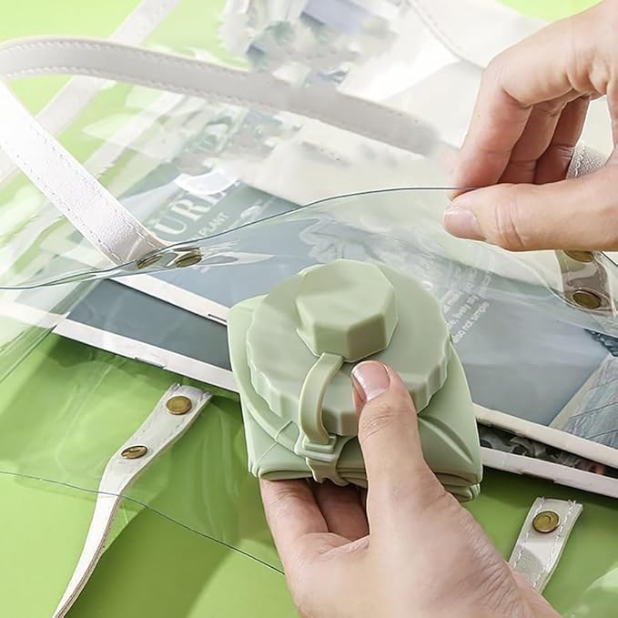 Collapsible Water Bottle, Silicone Foldable Water Bottles For Travel,Lightweight, Leakproof, and Reusable Perfect for Travel, Camping, Yoga, and Outdoor Sports,BPA Free, 20 oz （Green ）