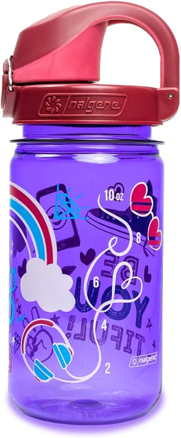 Nalgene Sustain Tritan BPA-Free Kids On The Fly Water Bottle Made with Material Derived from 50% Plastic Waste, Leak Proof, Durable, BPA Free, Carabiner Friendly, Reusable, 12 oz