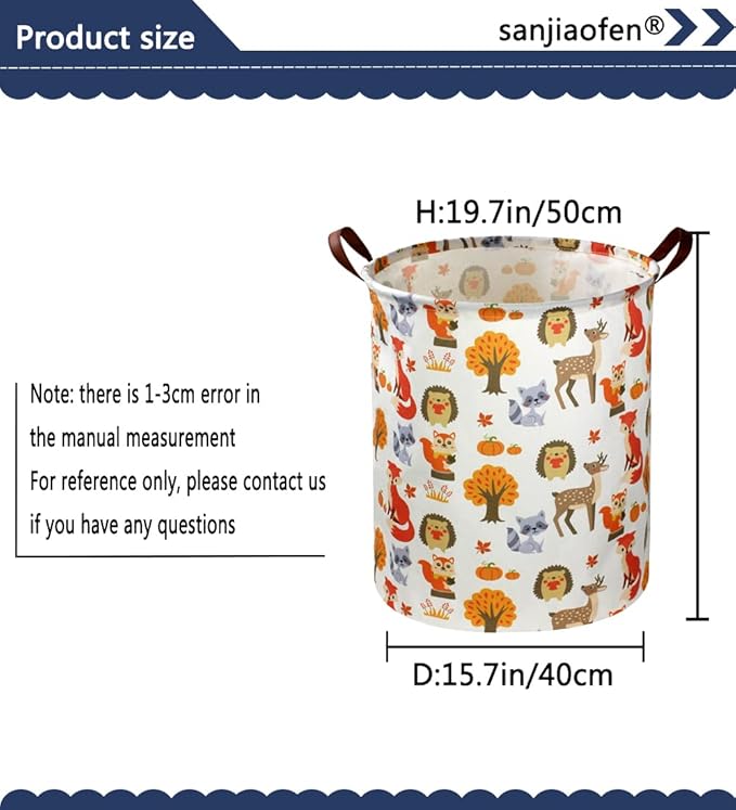 Kids Laundry Basket,Woodland Laundry Hamper Collapsible Animal Storage Baskets for Kids Room Decor,Nursery Hamper,Forest,Toy Organizer,Boys and Girls.(Forest animal) …