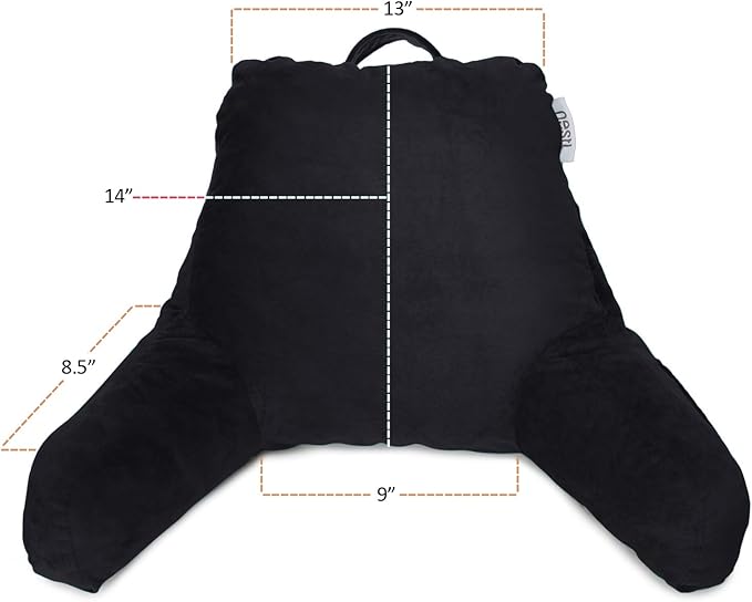 Nestl Reading Pillow for Kids, Small Bed Pillow, Back Pillow for Sitting in Bed, Memory Foam Chair Pillow, Reading & Bed Rest Pillows, Black Back Pillow for Bed, Arm Pillow with Pockets